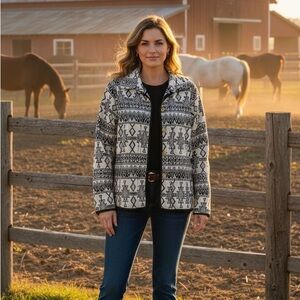 Jacquard Geometric Patterned Tapestry Jacket size Small
